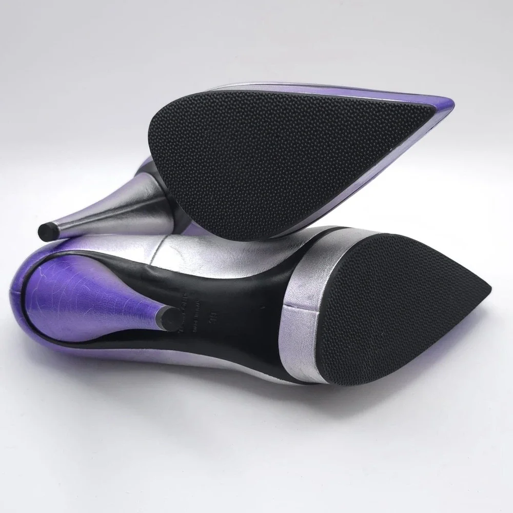 TOM FORD Size EU 39 Ombré‎ Cone Heel Platform Pumps Cone Silver Mauve Women's